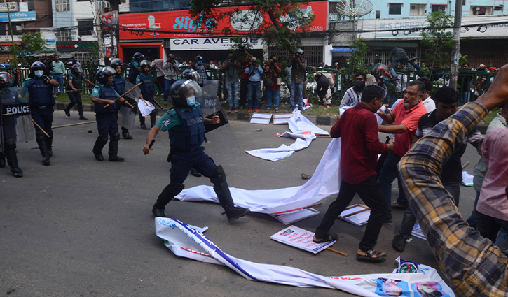 BNP men clash with police