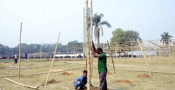 In Photo: Preparations to hold Ekushey Book Fair underway