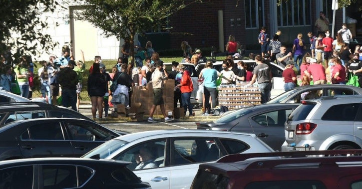Food bank queue stretched at a US city