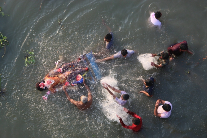 In pictures: Durga Puja ends with immersion of idols In pictures: Durga Puja ends with immersion of idols