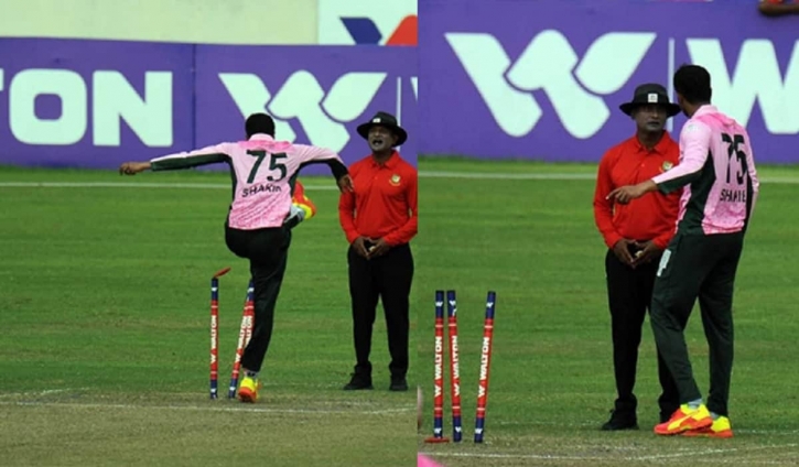 Shakib apologises after thrashing and kicking stumps