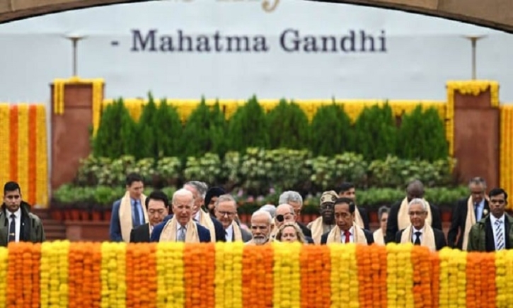 Wet feet dampen G20 leaders’ Gandhi tributes in India