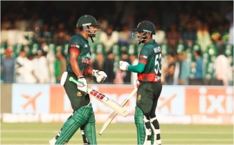 Shanto, Miraz ton propels Bangladesh to 334-5